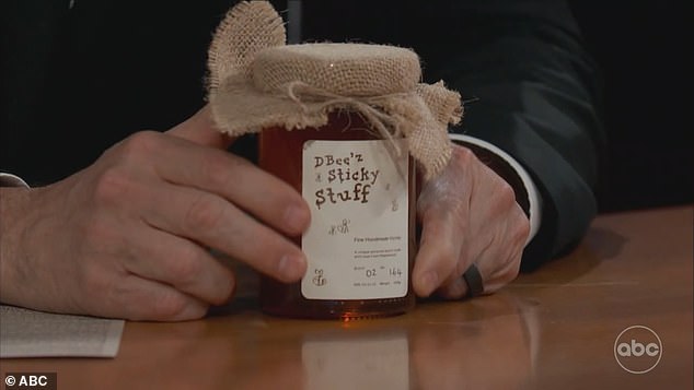 The English football legend appeared holding a jar of his own honey that he gave to Jimmy