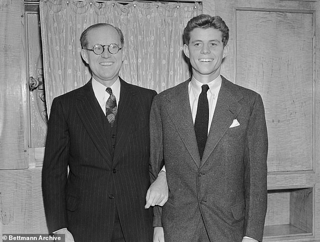 Joseph Kennedy, ambassador to the Court of St James, poses with his son John 'Jack' Kennedy, who later became president of the United States.