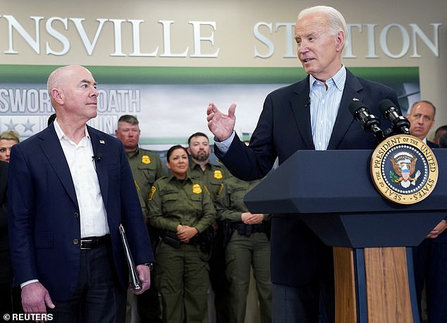 NumbersUSA research director Eric Ruark told DailyMail.com that DHS Secretary Alejandro Mayorkas (left) 