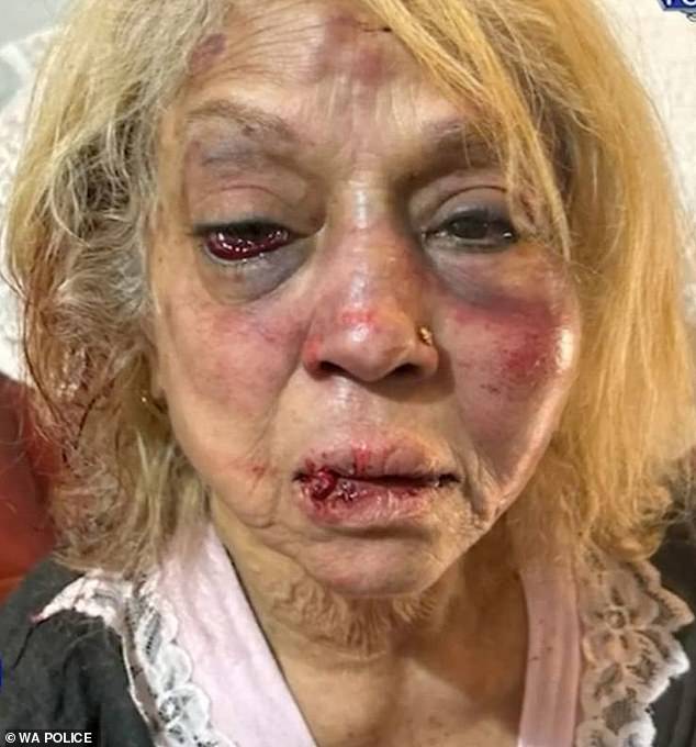 Jamshidi Doukoshkan and two other attackers allegedly beat 73-year-old Ninette Simons (above) unconscious in Girrawheen, north of Perth, on April 16.