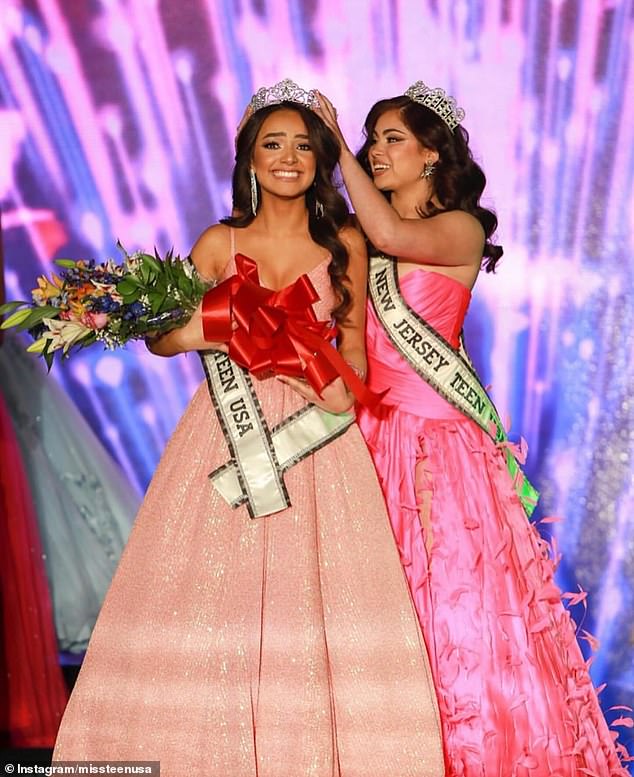 The parents of Miss Teen USA UmaSodia Srivastava (pictured being crowned seven months ago) reportedly banned the organization's president from speaking to their daughter amid the controversy.