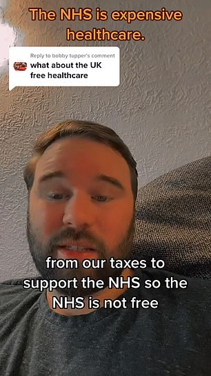 Sean, who moved from the US to the UK in 2017, said NHS care 