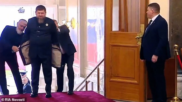 Kadyrov was seen apparently struggling to climb a flight of stairs at Putin's fifth swearing-in ceremony.