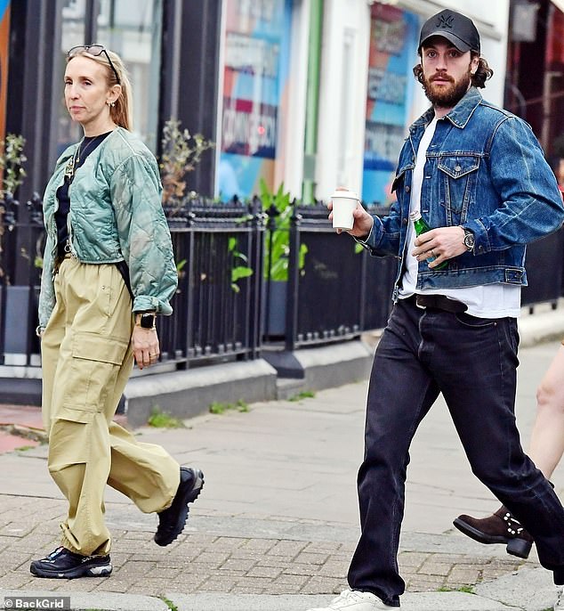 The actor, 33, cut a casual figure in double denim as he wore dark blue jeans and a light blue jacket over a white T-shirt.