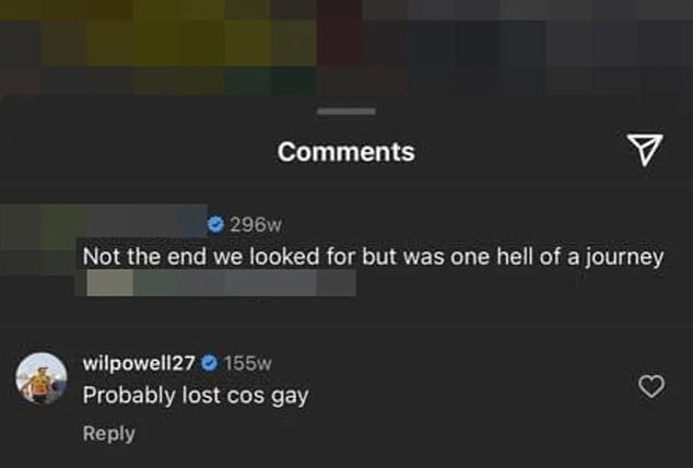 1715285520 621 Will Powell used homophobic slurs on Instagram when screenshots of