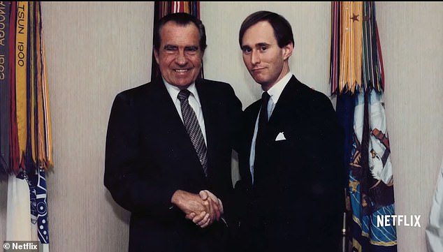 Trump enlisted the help of Roger Stone (right), a Republican lobbyist who was devoted to President Richard Nixon (left) even after Watergate, who would later advise his presidential campaign.