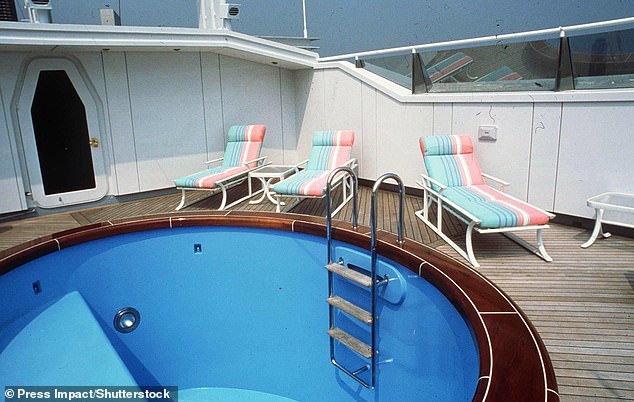 A swimming pool on one of the decks of The Trump Princess, the luxury yacht that the then real estate developer bought for about $30 million from Saudi arms dealer Adnan Khashoggi.