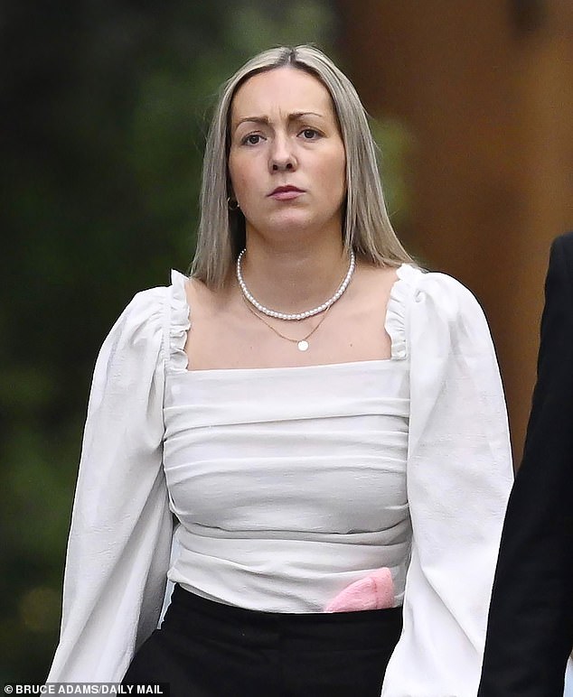 Maths teacher Rebecca Joynes, 30, allegedly had sex with two schoolchildren. She is pictured arriving at her trial in Manchester on Wednesday.