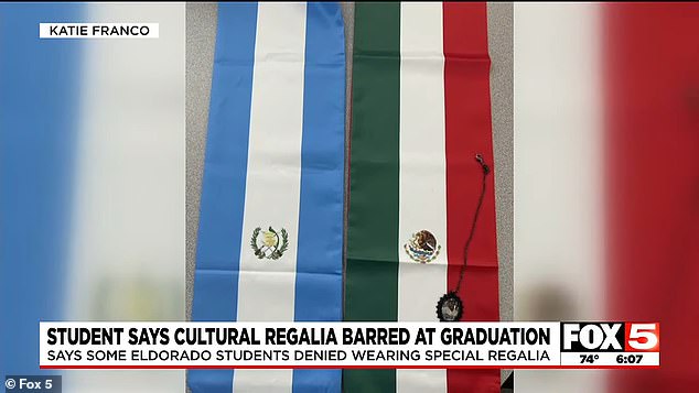 The special badge that prohibited the young woman from wearing the flags of Guatemala and Mexico