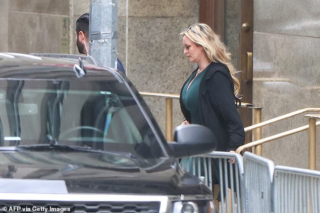 Stormy Daniels leaves Manhattan Criminal Court after her second day of testimony.