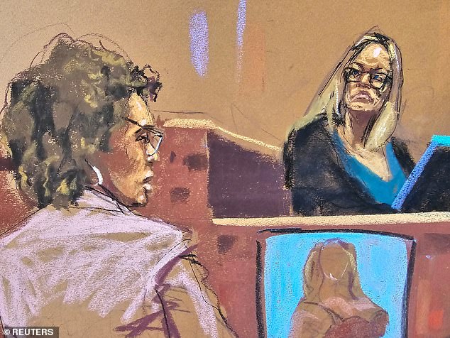 Susan Necheles questions Stormy Daniels on the witness stand on May 9