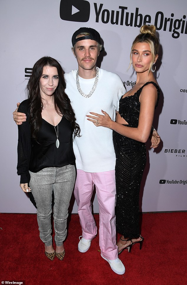 Mallette posed with Justin and Hailey at an event in Los Angeles on January 27, 2020.