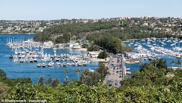 Two of the three southbound lanes on Spit Road (pictured), which links Sydney's north shore to the northern beaches, were closed after the accident.