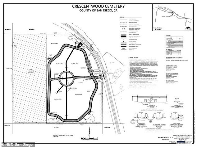 In the photo: Plan of where the cemetery would be located and how it would be built.