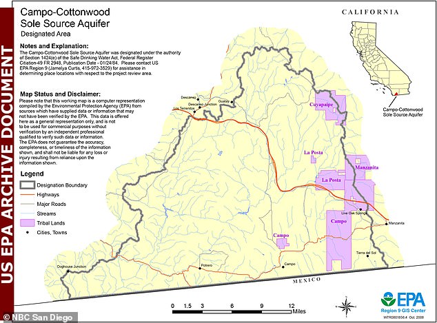 Pictured: A map of the Campo-Cottonwood single-source aquifer