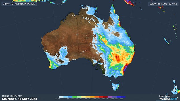 Rain will be concentrated in the eastern and southwestern parts of the country with the central and northern regions escaping most of the rain.