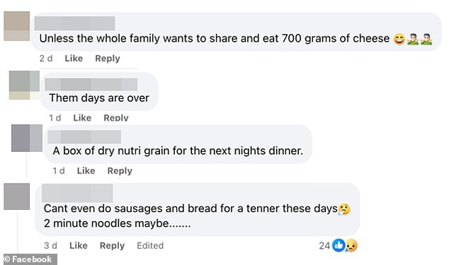 Hundreds of people commented and said they were frustrated by the price of food.