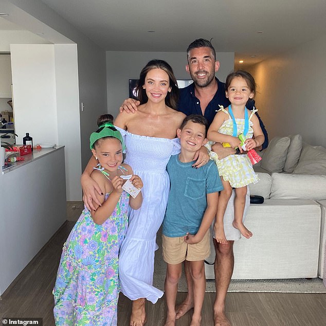 Braith shares his five-year-old daughter Gigi with his ex Rachael. While Rachael has a son, Addison, 13, from a previous partner. Pictured with Braith's nine-year-old daughter Aleeia (far left), who he co-parents with his ex Jodi Gordon.