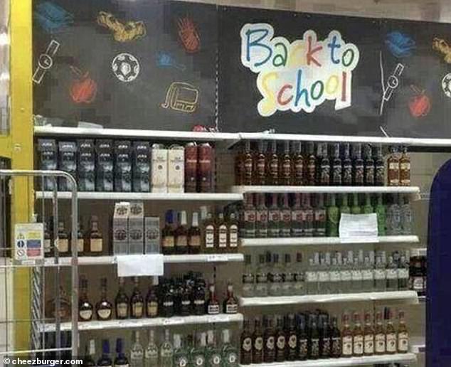 You had a job! Clearly the placement of alcohol in this UK store was not properly thought out.