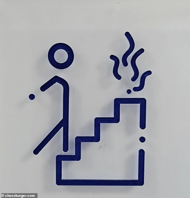 Elsewhere, people couldn't help but notice that this stick man seems to be throwing himself into the fire, rather than running away.