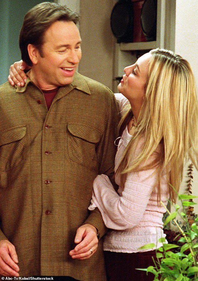 John played Kaley's father in 8 Simple Rules for Dating My Teenage Daughter, until his shocking death from an aortic dissection in 2003, aged just 54; photographed on the show in 2002