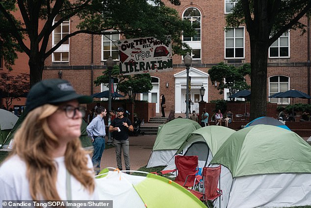 More than 100 tents were counted at the pro-Palestinian camp at George Washington University, which eventually grew to such a point that tents spilled over the city streets of DC.