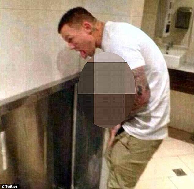 This 'bubbler' image, in which Carney says he was only pretending to urinate in his own mouth, ultimately ended his NRL career.