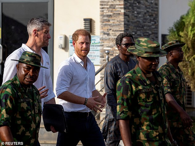 The Duke of Sussex visited the 44 Nigerian Army Referral Hospital on Friday