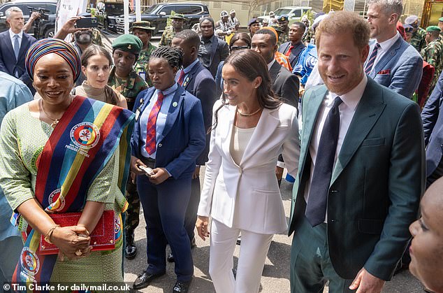 Harry and Meghan on their tour of the Nigerian capital Abuja on Friday