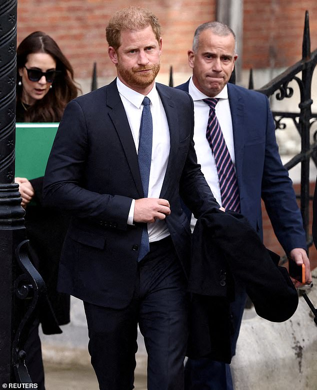 Prince Harry, Duke of Sussex, leaves the High Court in London on March 27, 2023.