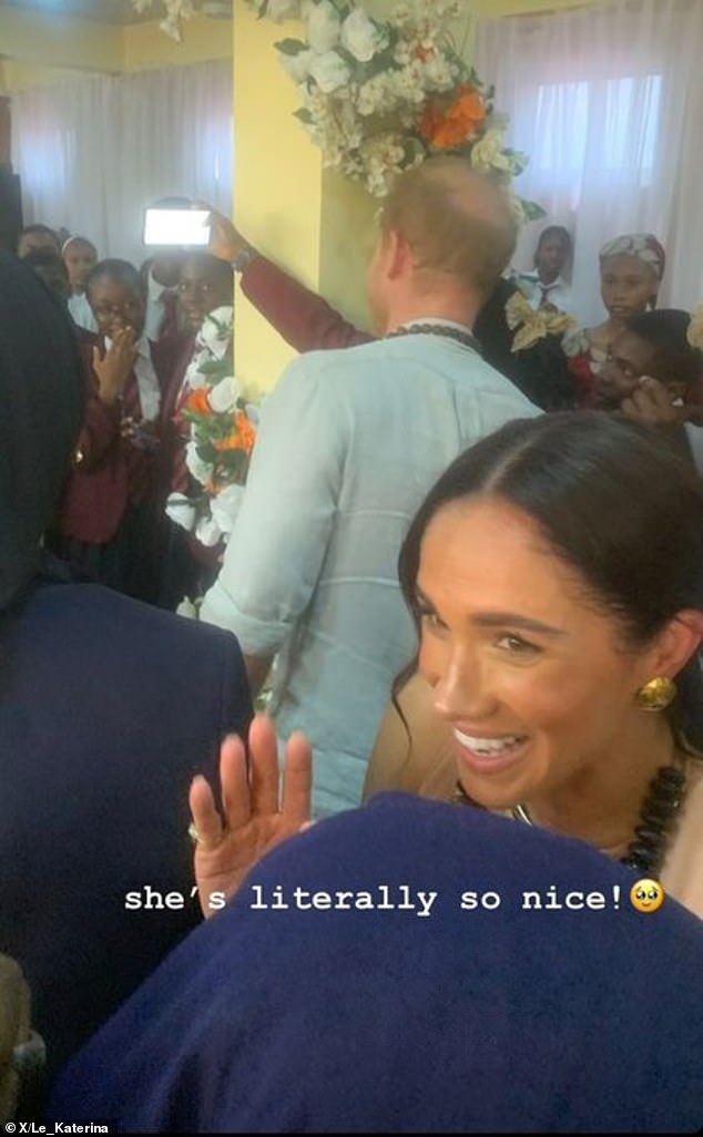 One of the excited children shared a photo saying that Meghan was 