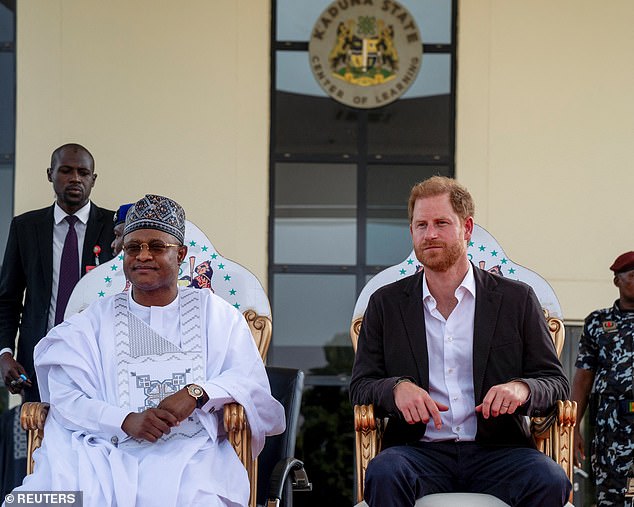 Prince Harry with Kaduna State Governor Uba Sani at the state Government House