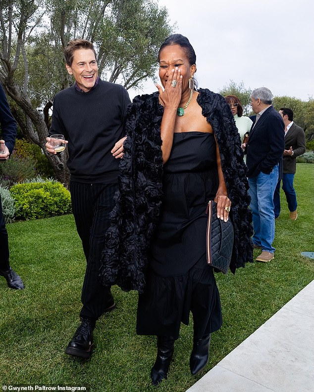 Rob Lowe is seen here dressed in all black while walking with author Nicole Avant.