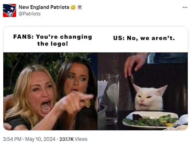 Finally, the Patriots responded to the backlash by posting a meme that calmed the masses.