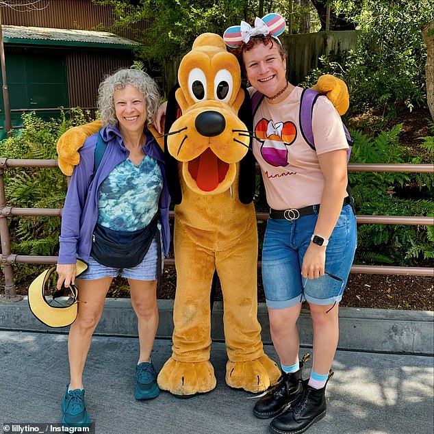 Contino, on the right, recorded the video while on a trip to the theme park with her mother, seen on the left, and was not invited by Disney.