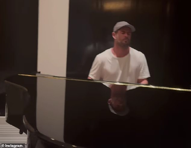 The Thor star, 40, appeared in a clip shared by his wife Elsa Pataky, 47, in which he is seen masterfully playing a short tune on a grand piano.