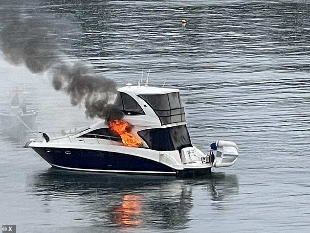 A marina worker was treated for smoke inhalation at the scene and has since been released.