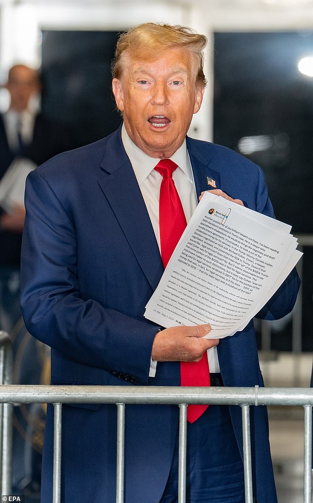 Sunny described Trump, pictured here outside the Supreme Court on May 10, as 