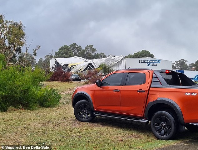 Dozens of children were inside the Bunbury Police and Community Youth Centre, south of Perth, when the storm hit on Friday afternoon.