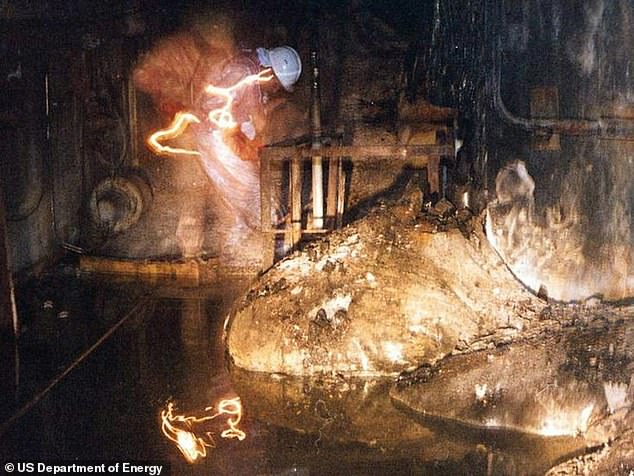 When the elephant's foot formed, just five minutes in the room with it could cause fatal radiation poisoning. In this photograph taken 10 years later, the radiation is still so high that it has interfered with the camera film.