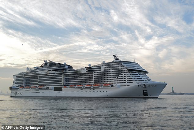 MSC Meraviglia cruise ship leaves New York Harbor in December 2023