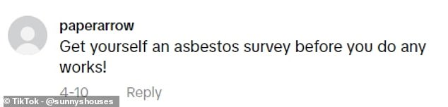 Several viewers took to the comments section of Sunny's original video about her new home to warn about potentially asbestos-filled tiles.