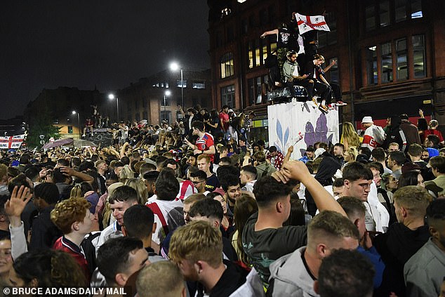 Not only was the day marred by England's defeat, ugly scenes of ticketless fans breaching security and forcing their way onto the concourses also ruined the football match (pictured).