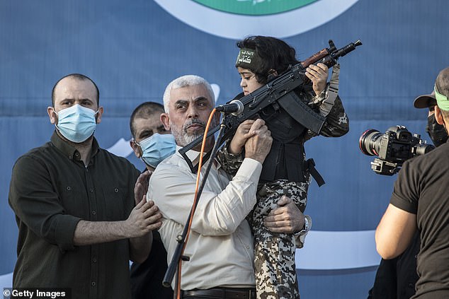 In fact, the mastermind of the Hamas massacre, Yahya Sinwar (above), is believed to take refuge in these tunnels, cynically dug under the feet of around 1.3 million Palestinians.