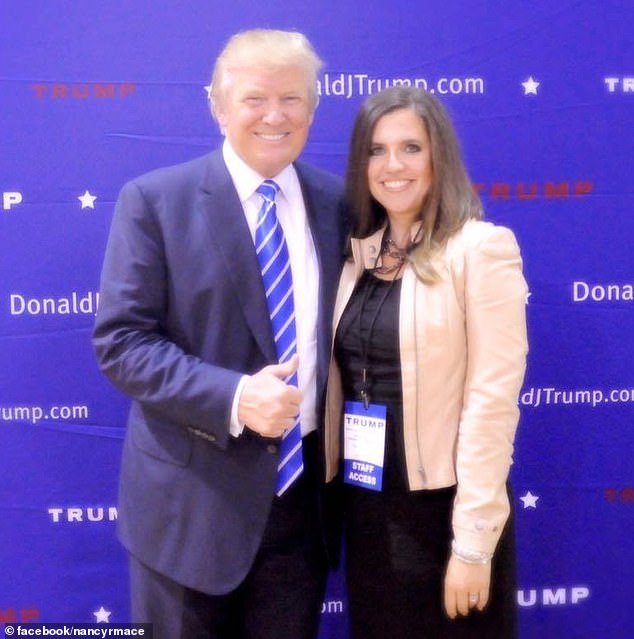 Rep. Nancy Mace photographed with Donald Trump while working on his campaign in 2016, before being blacklisted.