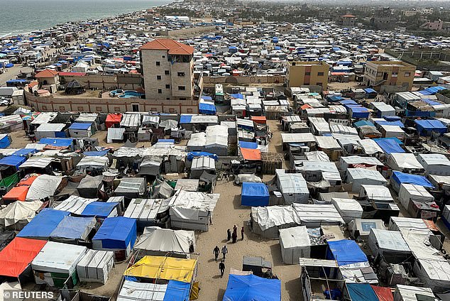 More than a million Palestinian refugees take shelter in tent cities in Rafah, the last Gaza city not invaded by Israel