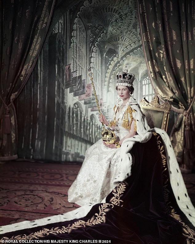 Queen Elizabeth II on her coronation day by celebrated photographer Cecil Beaton