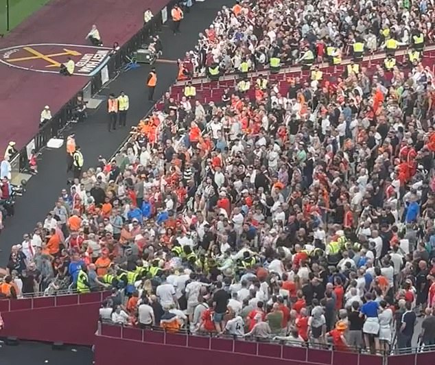 Ugly scenes erupted during the final minutes of the club's defeat at the London Stadium.