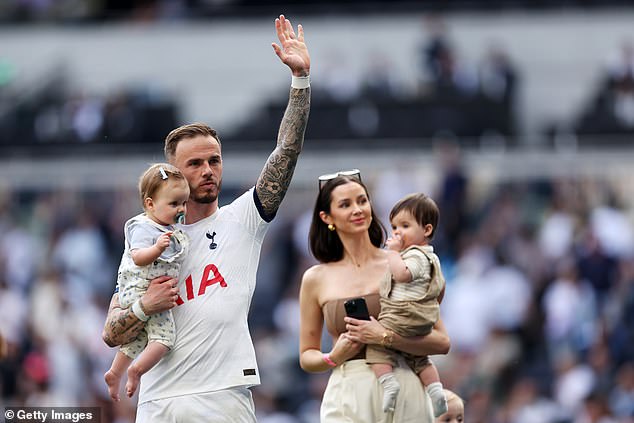 Tottenham players and their families paraded around the pitch in north London after their victory over Burnley.