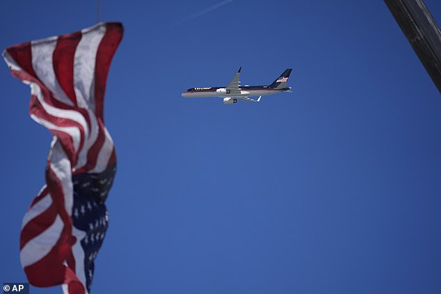 Trump Force One flew over the rally site around 4 pm on Saturday, an hour before Trump originally spoke.